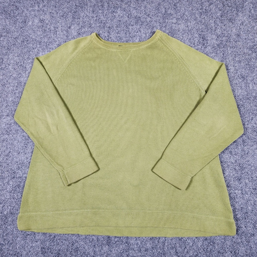 Eddie Bauer Women XXL Lime Green Cotton Blend Raglan Sleeve Knit SweaterPullover
